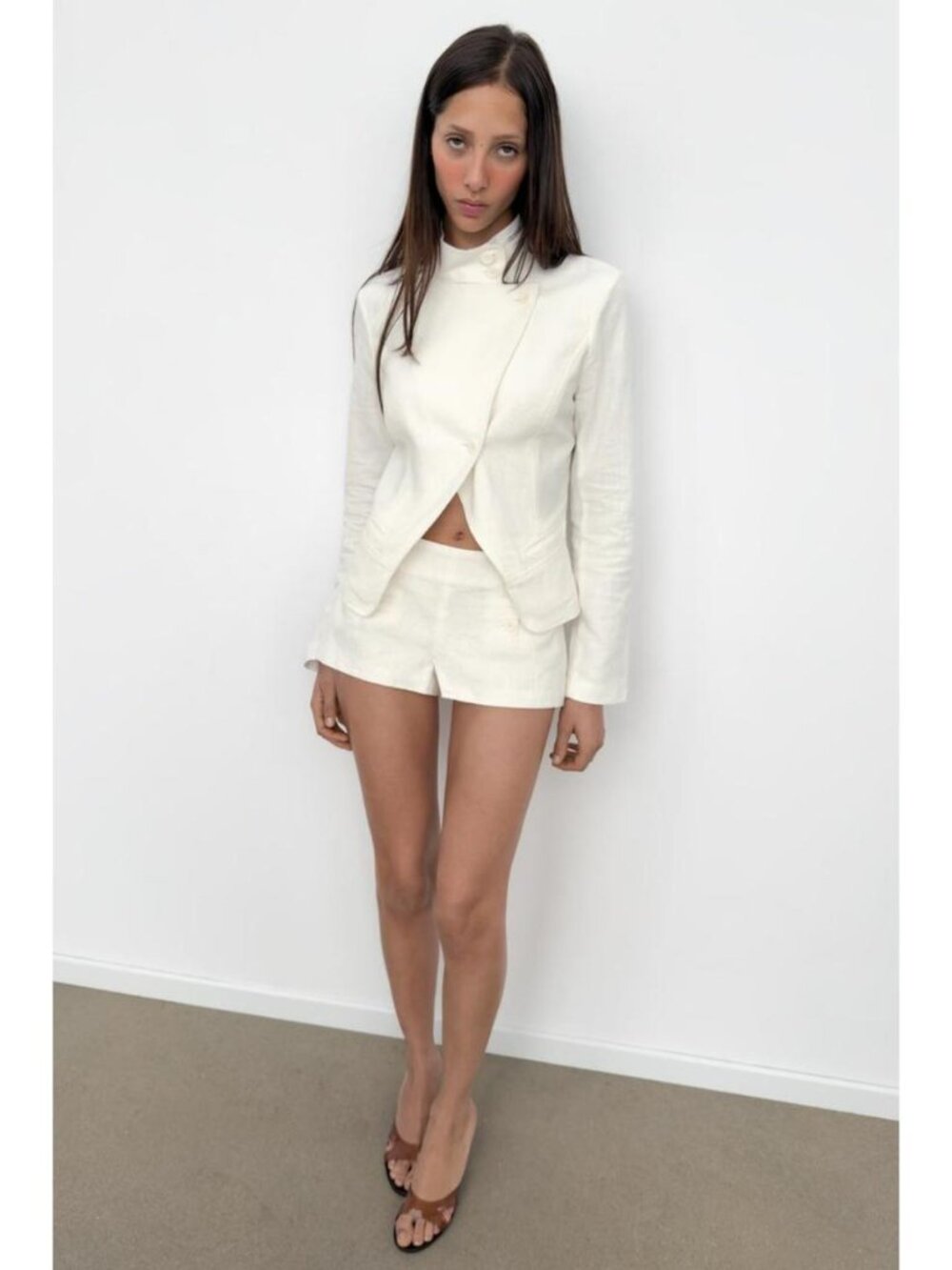 ZARA RAMIE BLEND WRAP JACKET - Picture 2 of 9